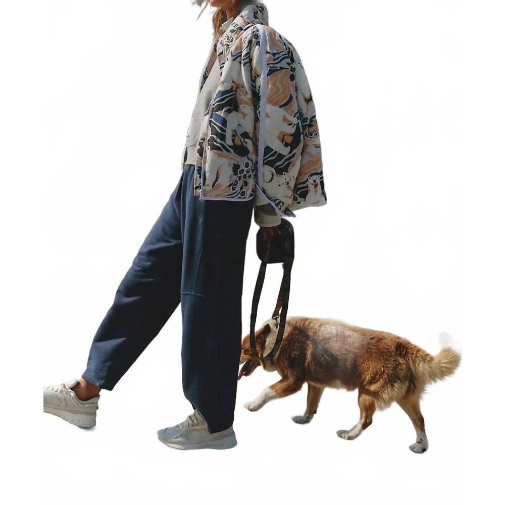 NEW FREE PEOPLE pippa polar bear graphic puffer jacket in white, blue - Picture 4 of 4